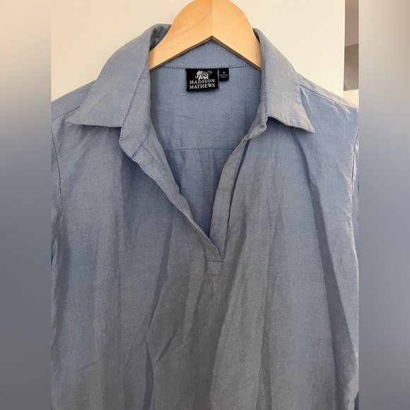 Madison Mathews Shirt Dress Blue - Picture 3 of 5